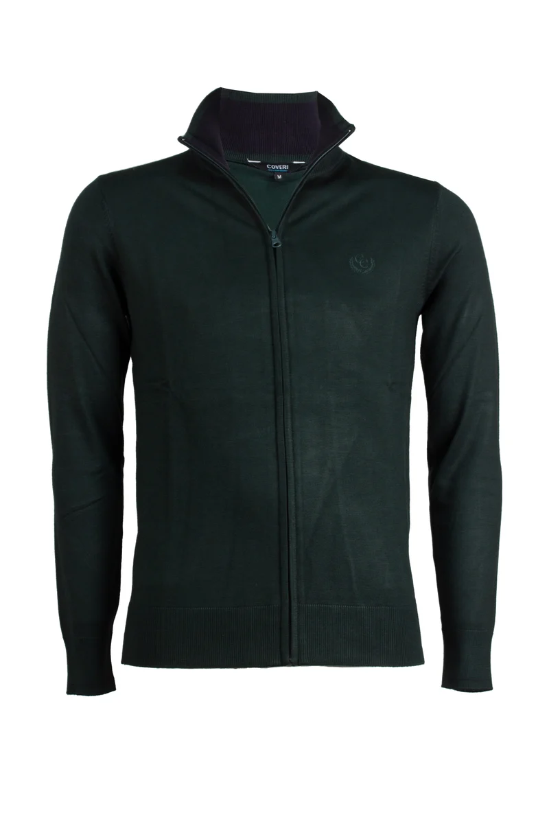 Cardigan zip intera con contrasti e logo sul cuore