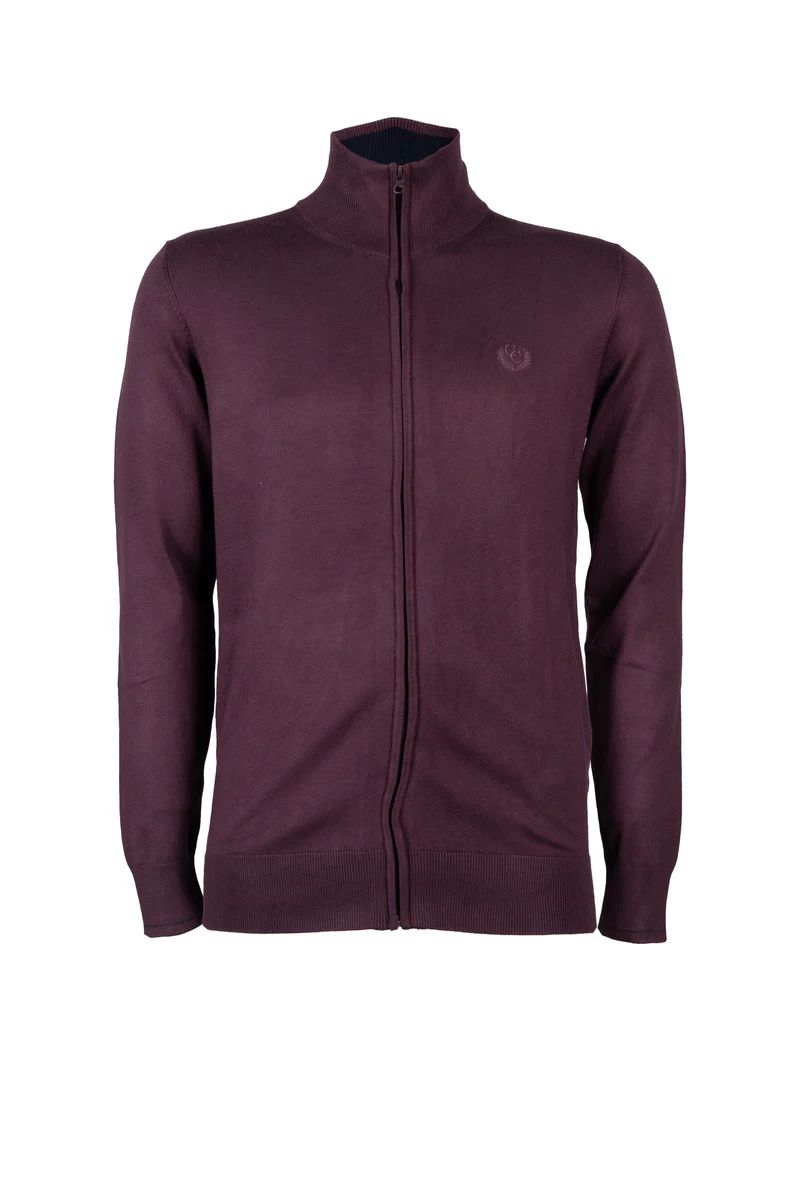 Cardigan zip intera con contrasti e logo sul cuore