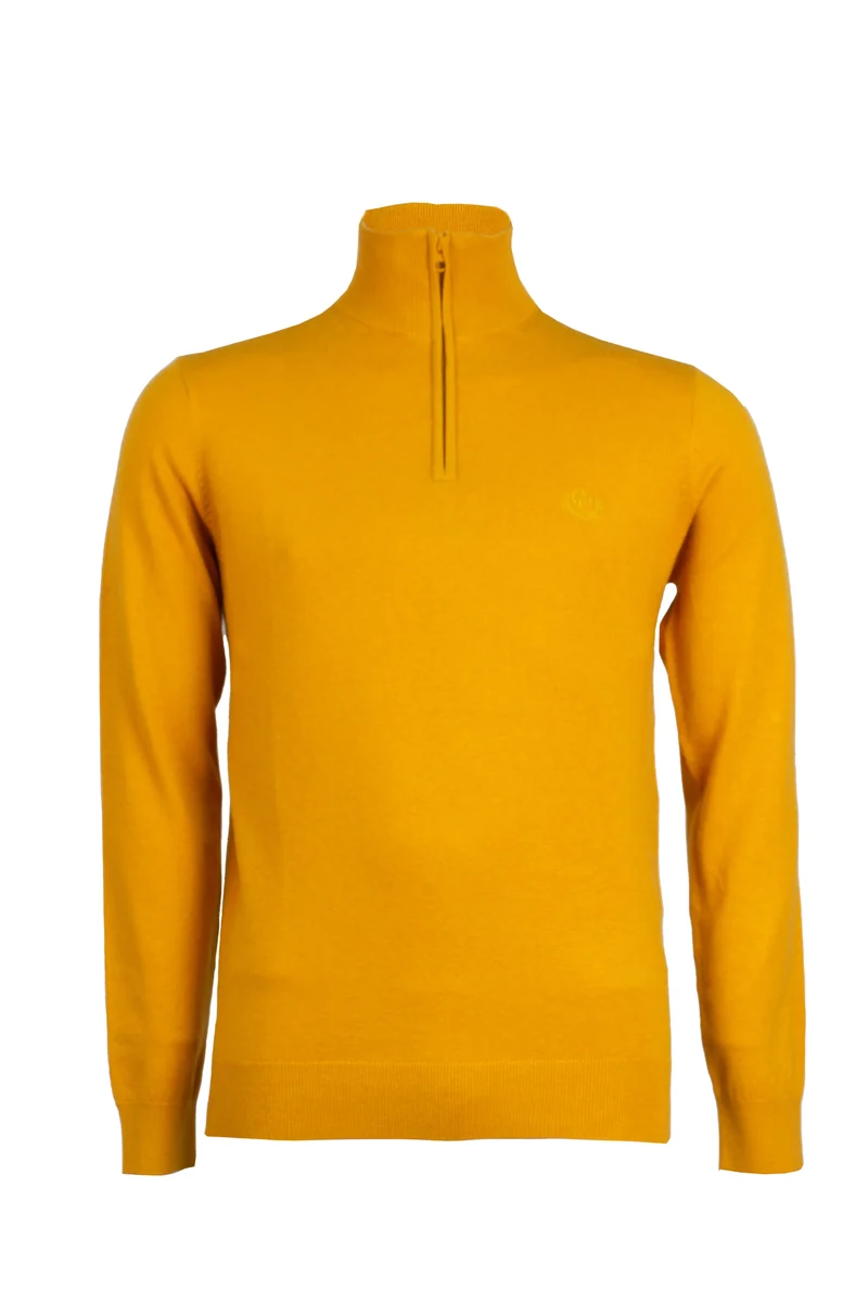 Pullover in misto lana mezza zip con logo ricamato sul cuore