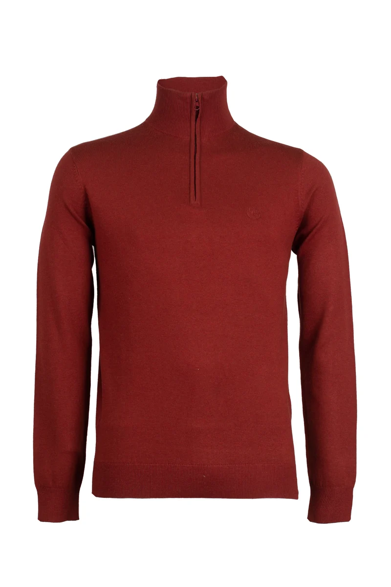 Pullover in misto lana mezza zip con logo ricamato sul cuore