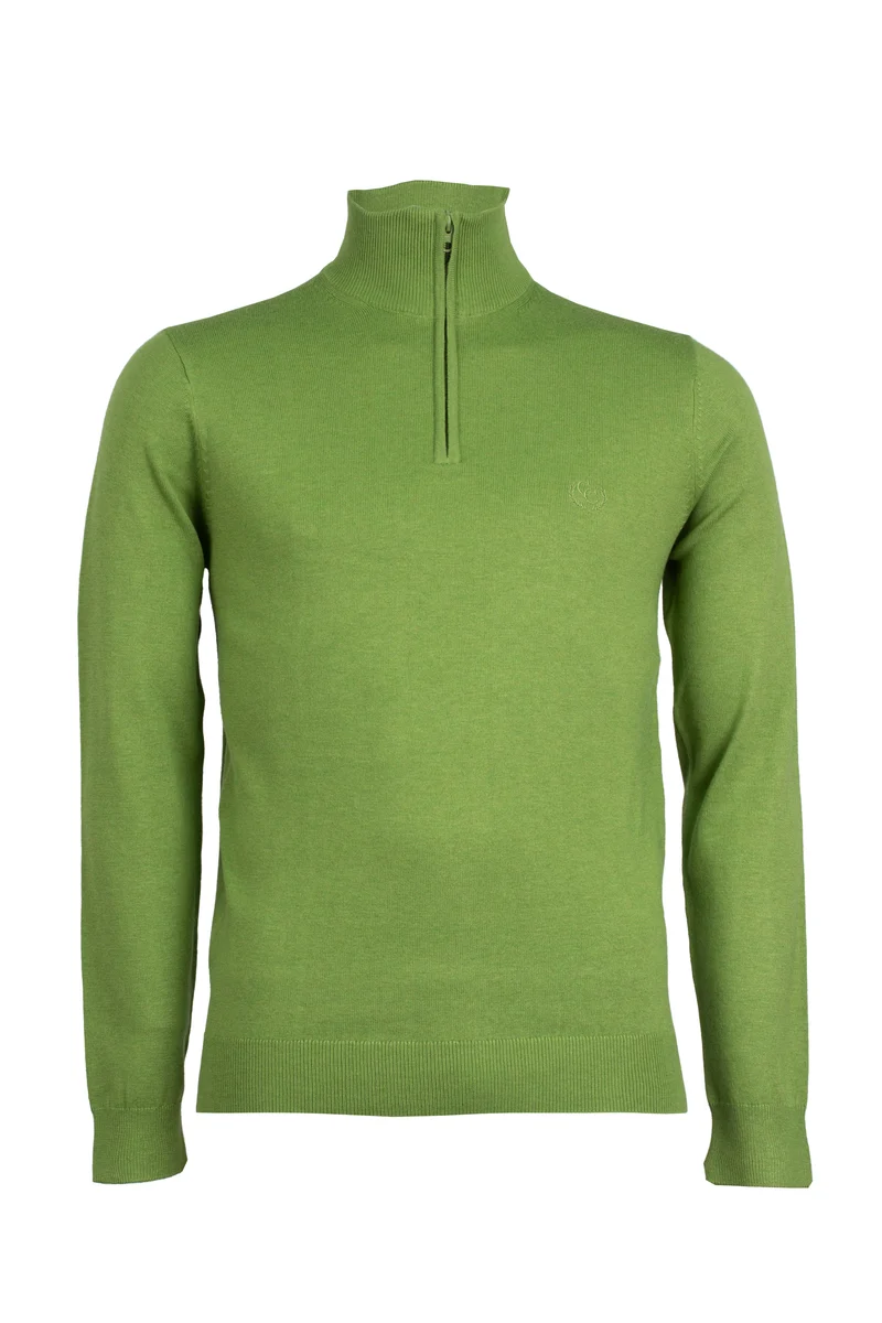 Pullover in misto lana mezza zip con logo ricamato sul cuore