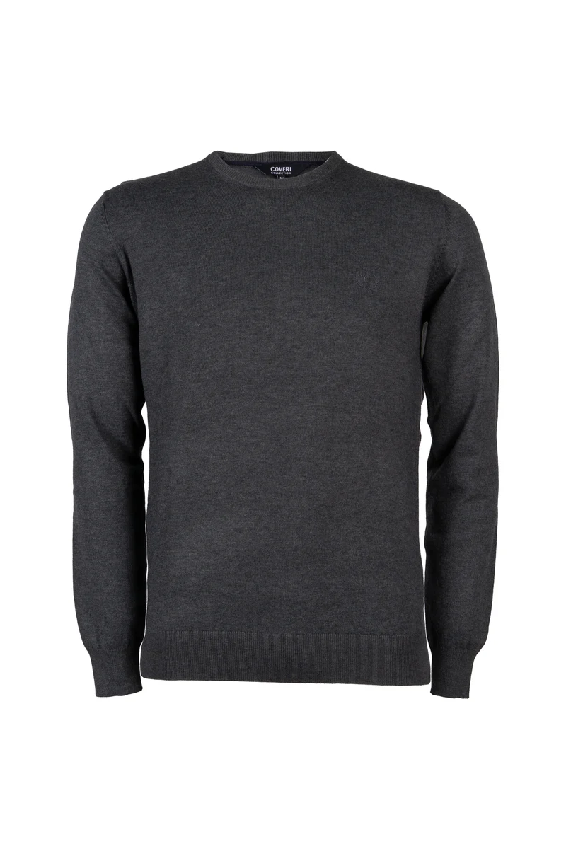 Pullover girocollo in misto lana con logo ricamato sul cuore