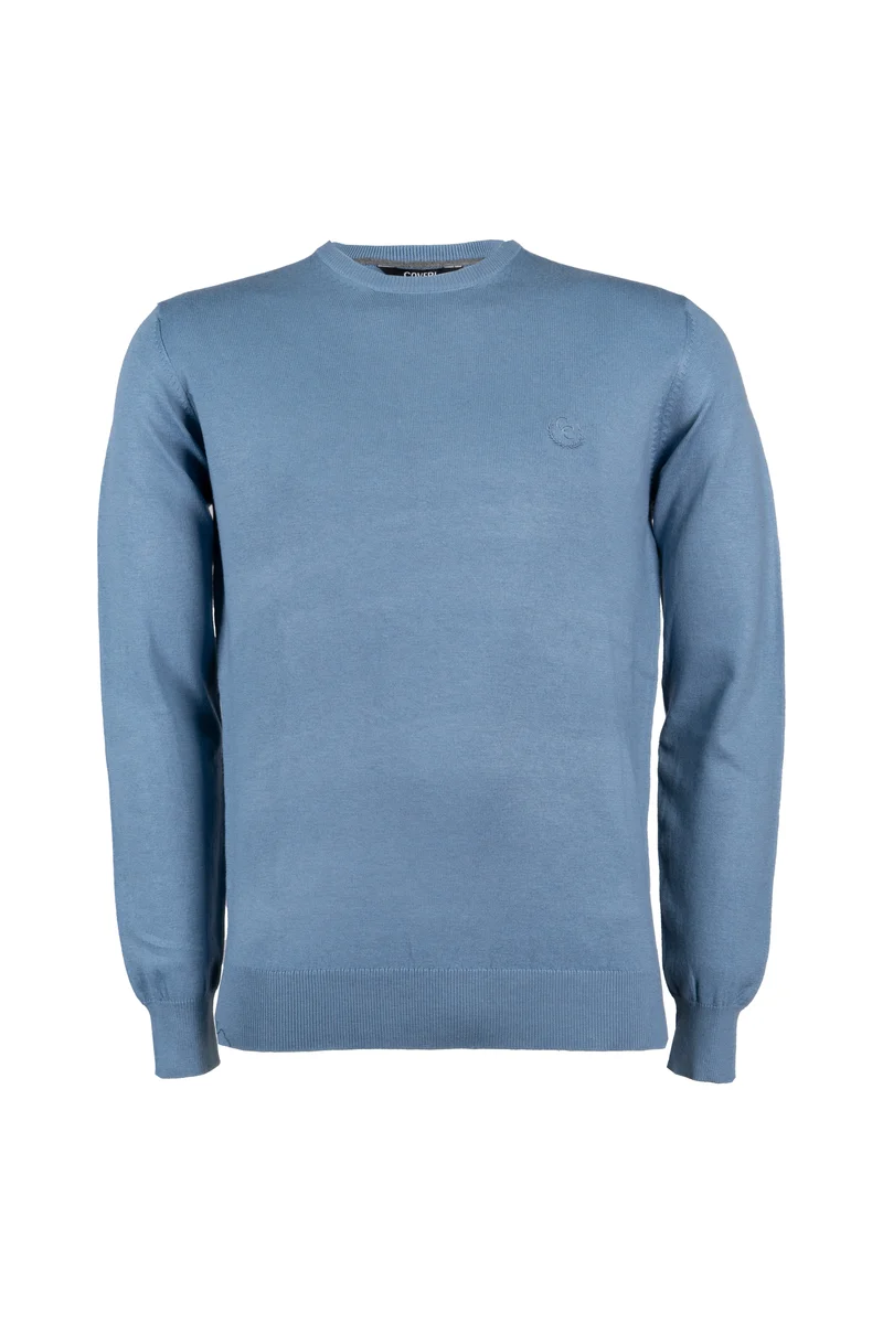 Pullover girocollo in misto lana con logo ricamato sul cuore