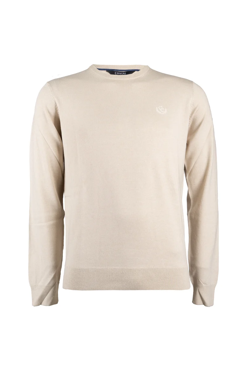 Pullover girocollo in misto lana con logo ricamato sul cuore