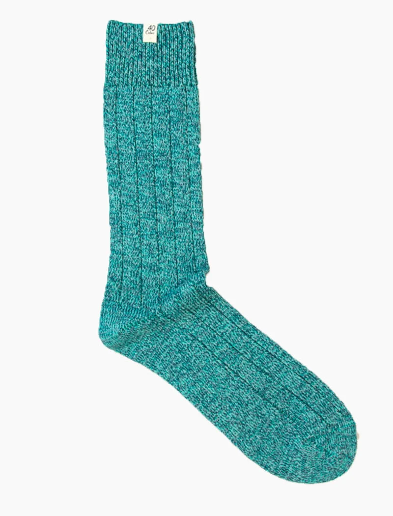 Bright Teal Thick Melange Organic Cotton Socks