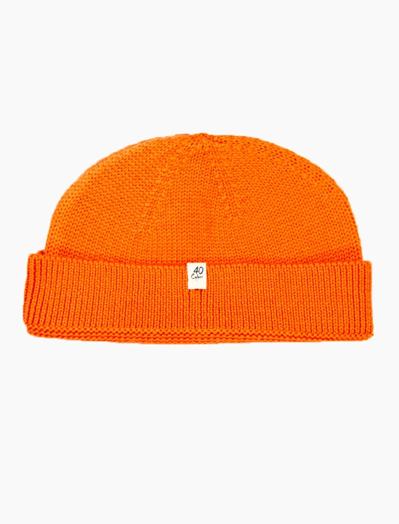 Coral Orange Solid Wool Fisherman Beanie