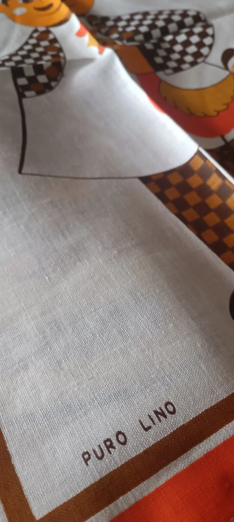 Strofinaccio vintage in puro lino , fantasia cuoco. 150 g.