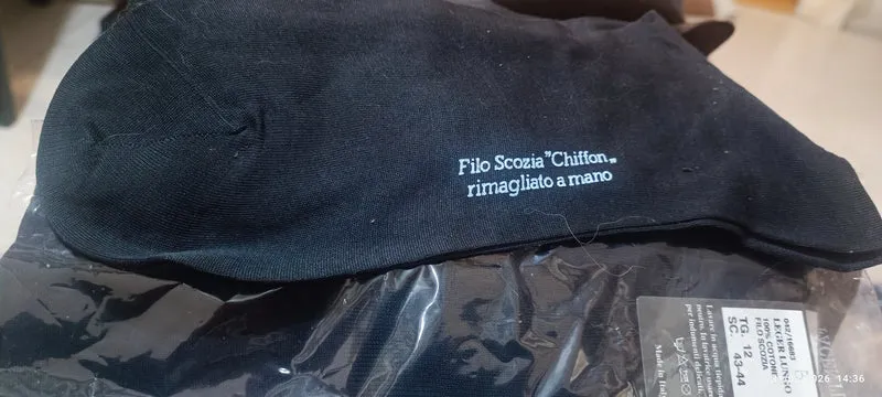 Calze lunghe uomo in filo di scozia Léger Chiffon Facenti, taglia 12, colore blu notte, 6 paia. 400g.