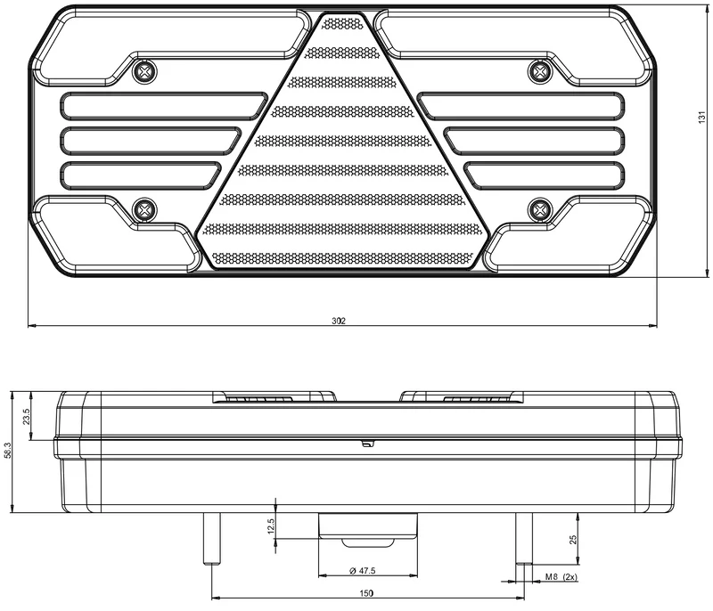 WAS W248DD Grande luce per rimorchio con indicatore dinamico / 12"