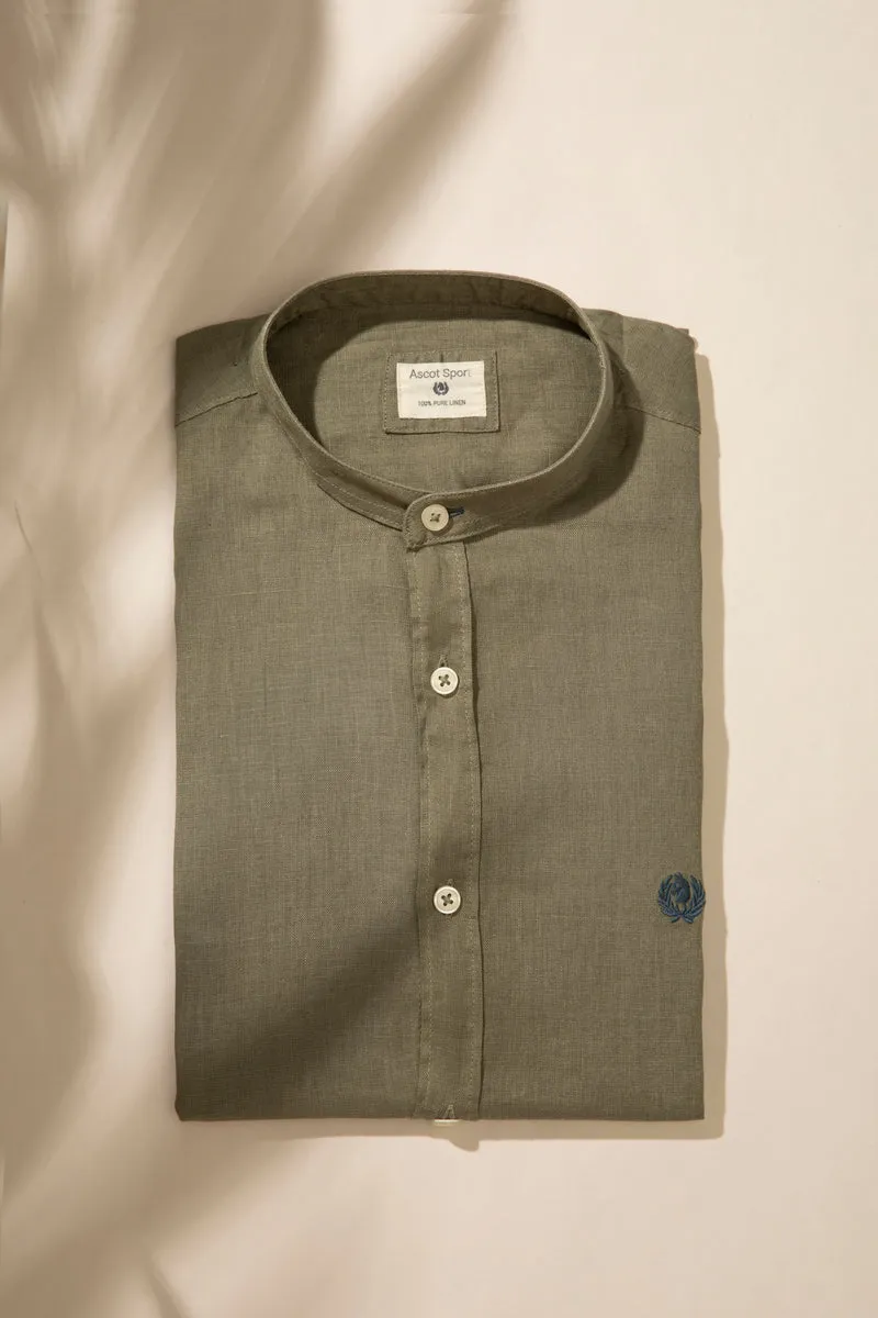 Camicia collo coreano in 100% puro lino