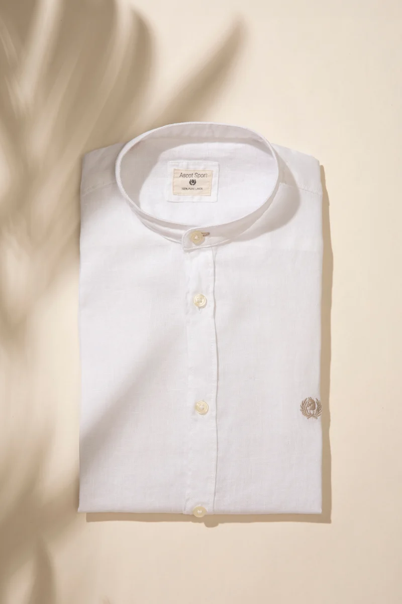 Camicia collo coreano in 100% puro lino