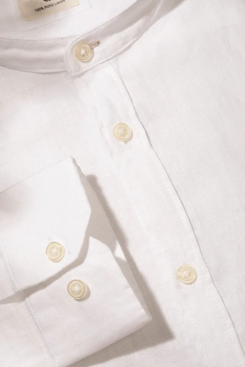 Camicia collo coreano in 100% puro lino