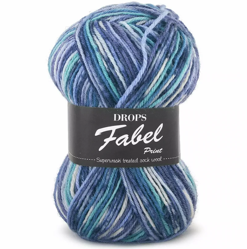 DROPS Fabel Print 522 turchese/blu