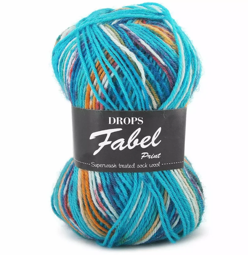 DROPS Fabel Print 162 mare blu