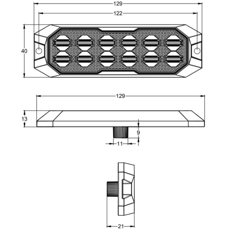 Luce stroboscopica a LED ad alta potenza Torlok Black Hawk / 12 LED a doppia fila