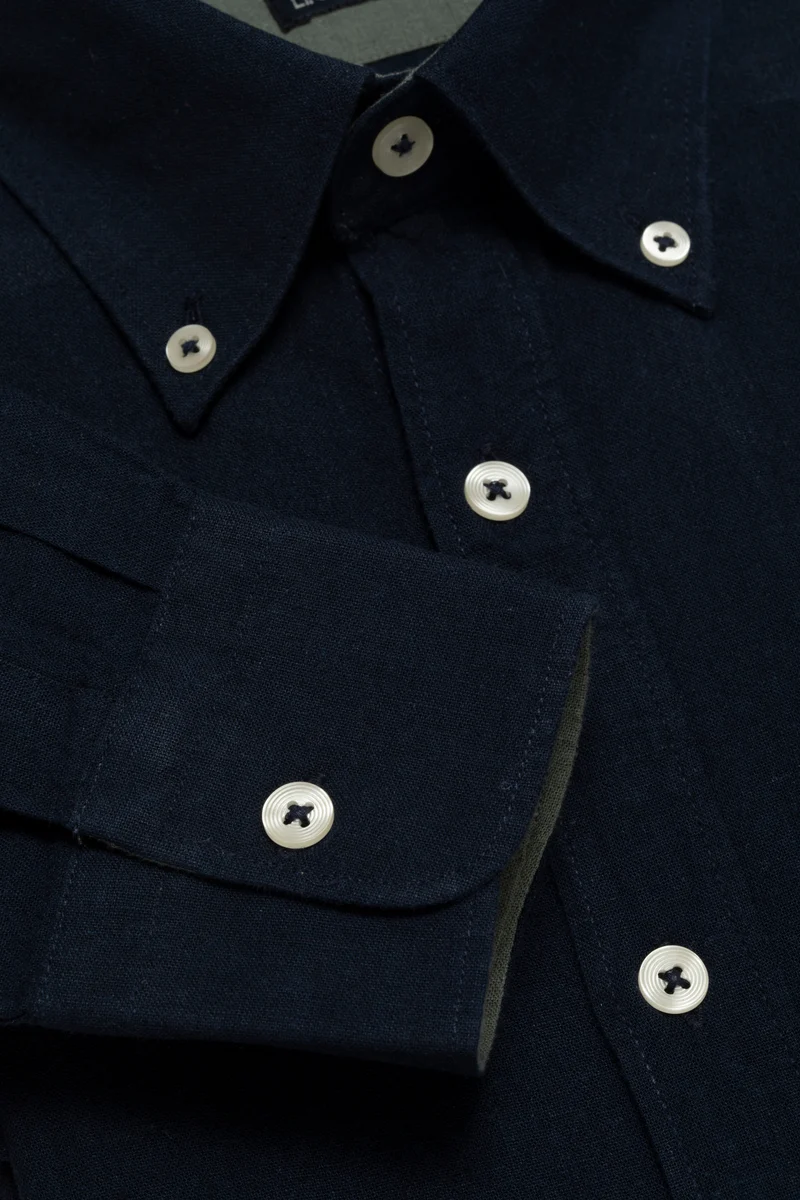 Camicia Button Down in misto lino cotone