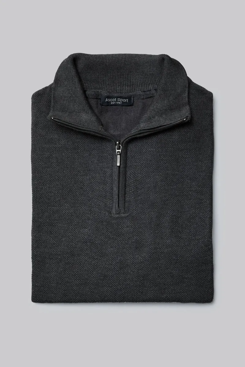Maglia mezza zip con punto jacquard