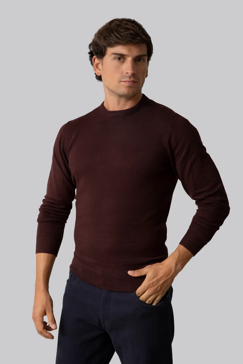 Maglia girocollo con punto jacquard