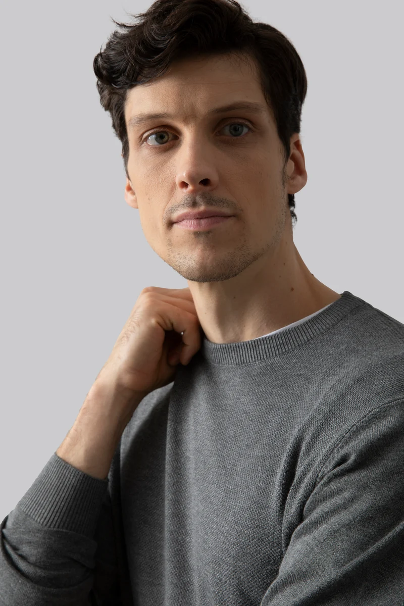 Maglia girocollo con punto jacquard