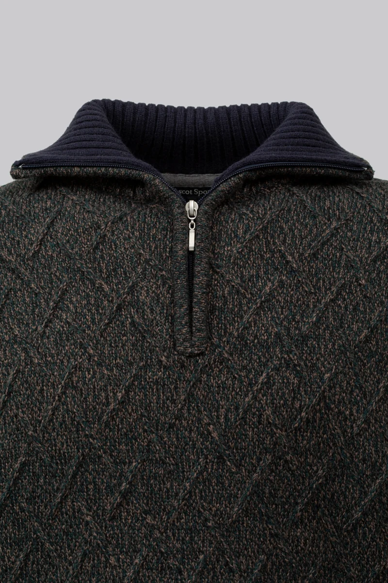 Pullover mezza zip con motivo