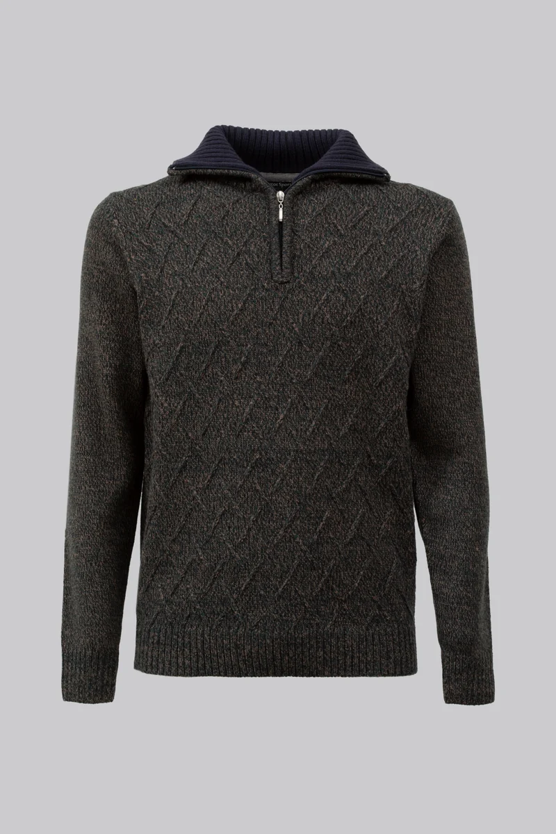 Pullover mezza zip con motivo