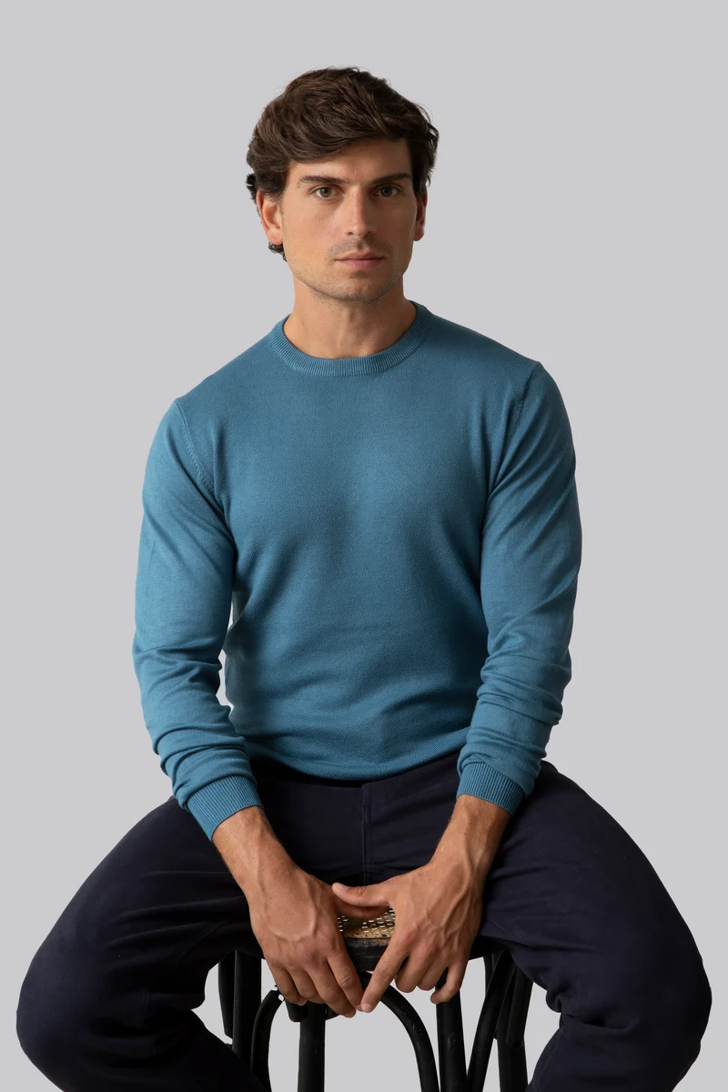 Maglia girocollo con punto jacquard