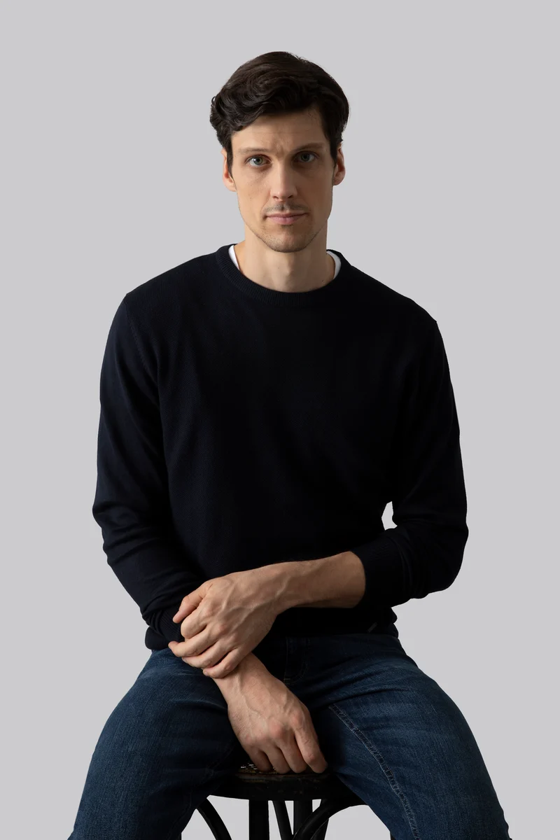 Maglia girocollo con punto jacquard