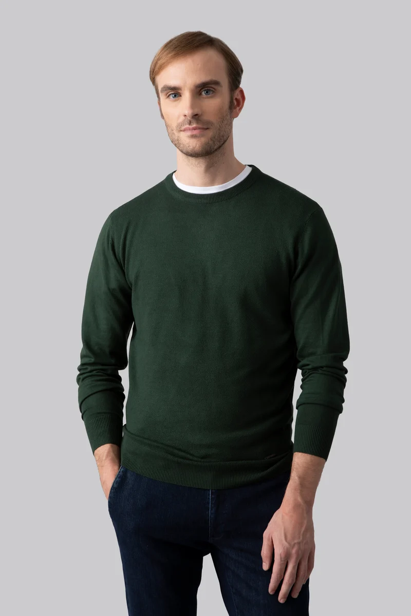 Maglia girocollo con punto jacquard