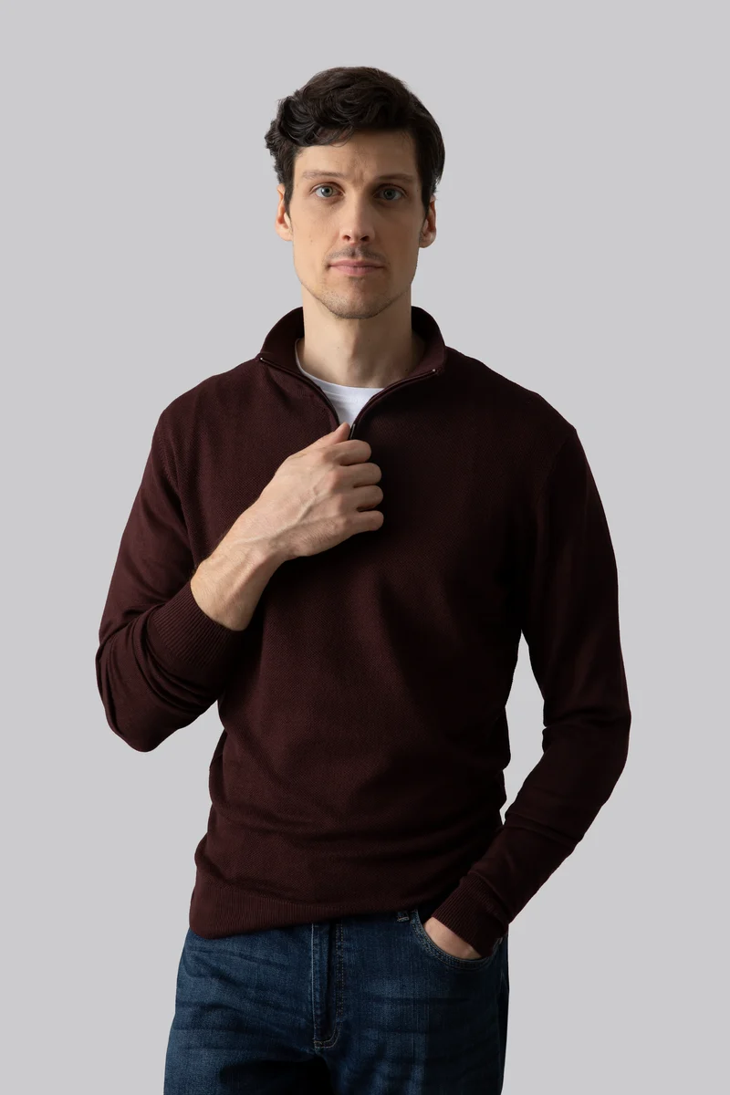 Maglia mezza zip con punto jacquard