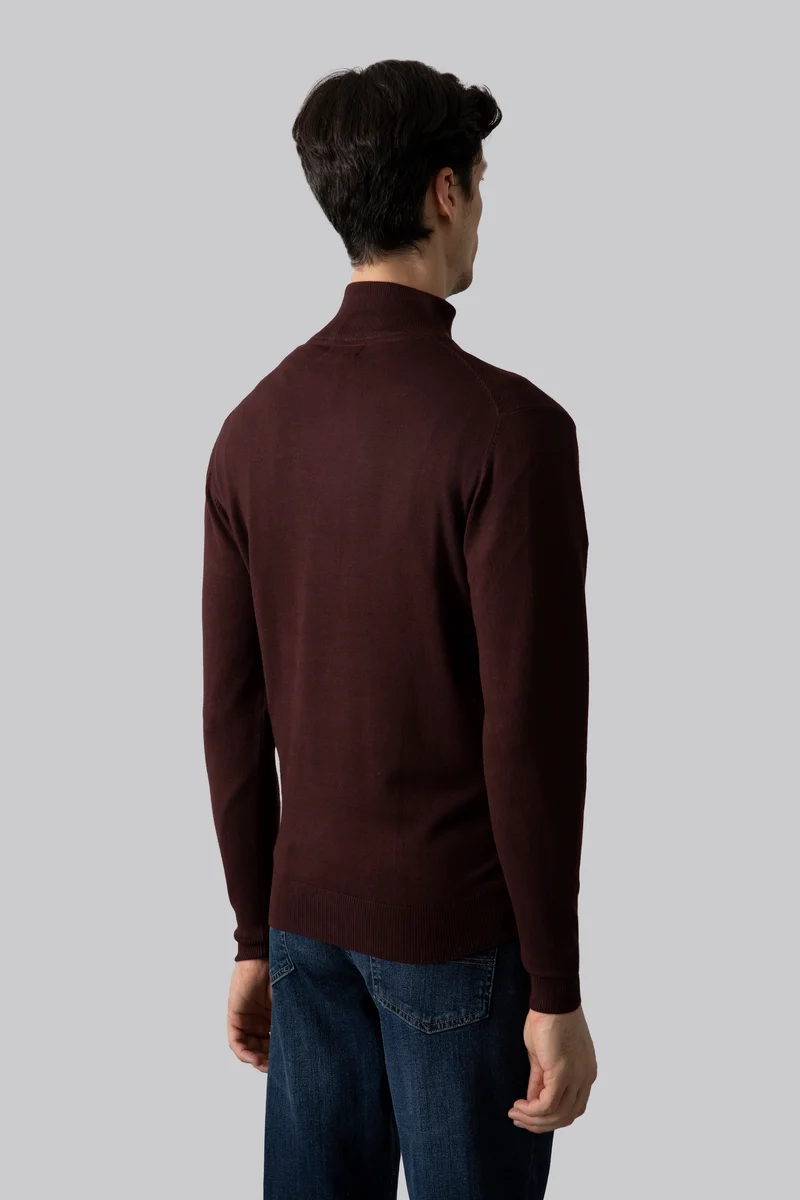 Maglia mezza zip con punto jacquard