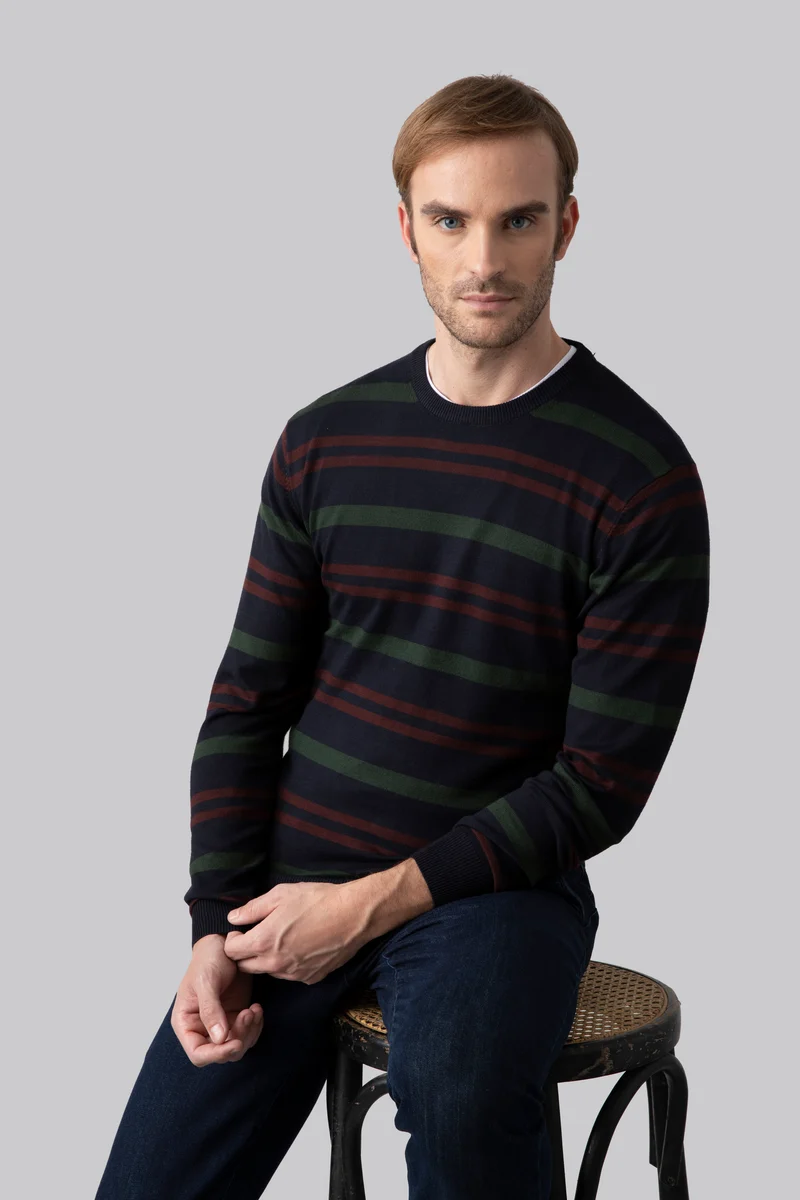 Maglia girocollo riga multicolore