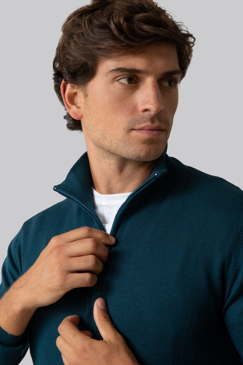 Maglia mezza zip con punto jacquard