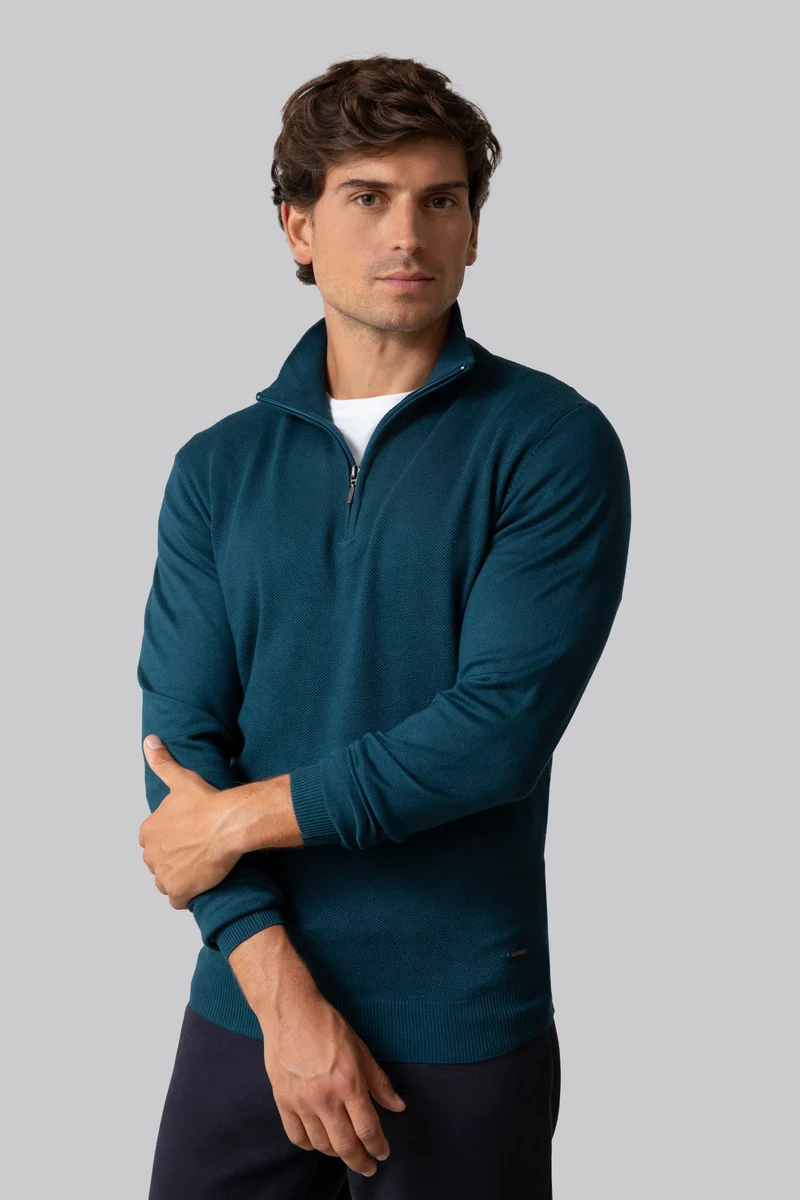 Maglia mezza zip con punto jacquard