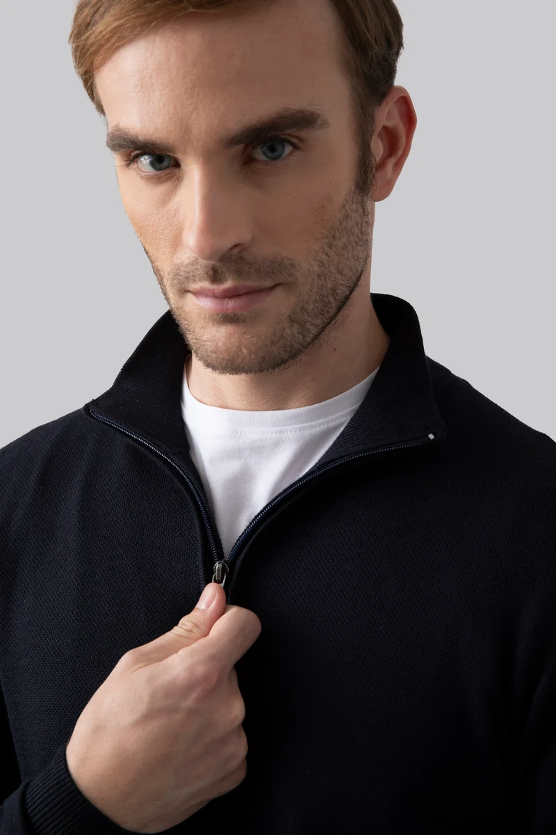 Maglia mezza zip con punto jacquard