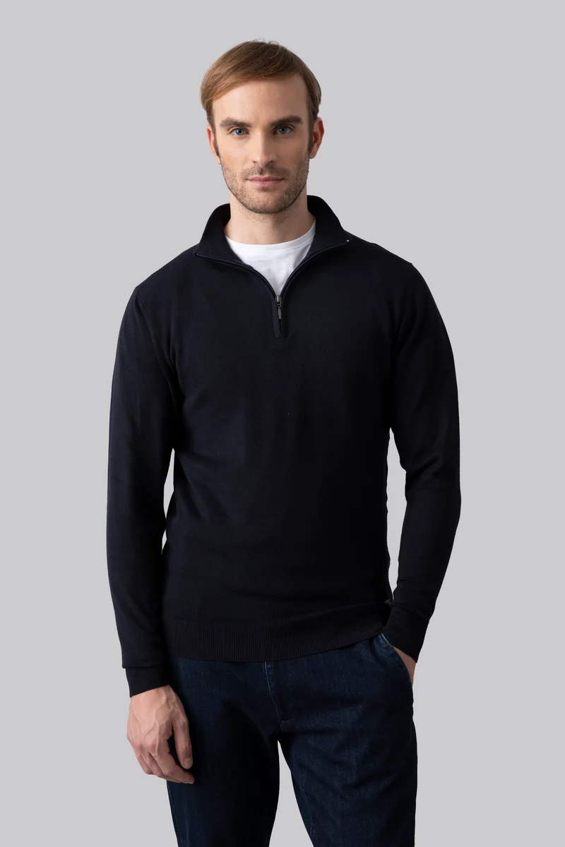 Maglia mezza zip con punto jacquard