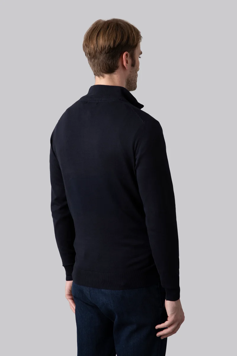 Maglia mezza zip con punto jacquard