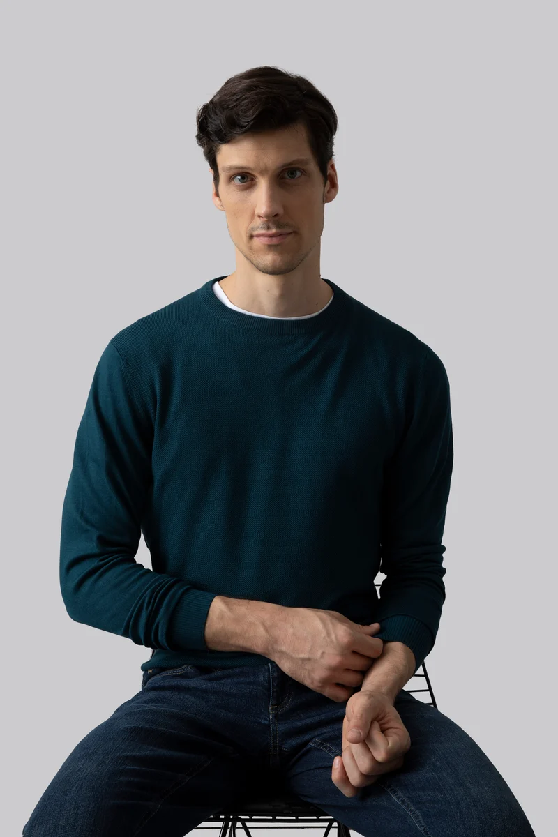 Maglia girocollo con punto jacquard