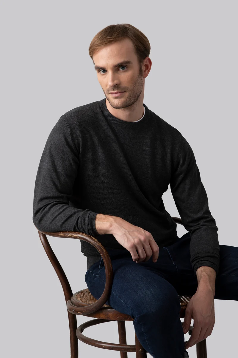 Maglia girocollo con punto jacquard