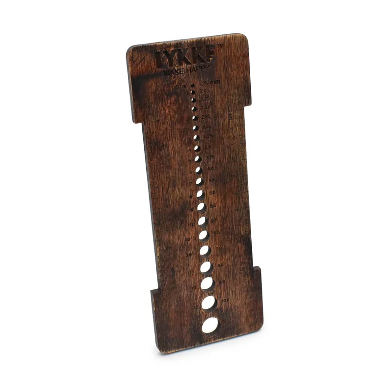 lykke misuratore e calibro per aghi in legno