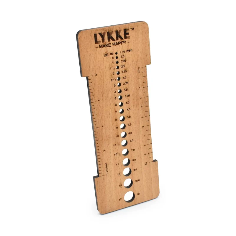 lykke misuratore e calibro per aghi in legno