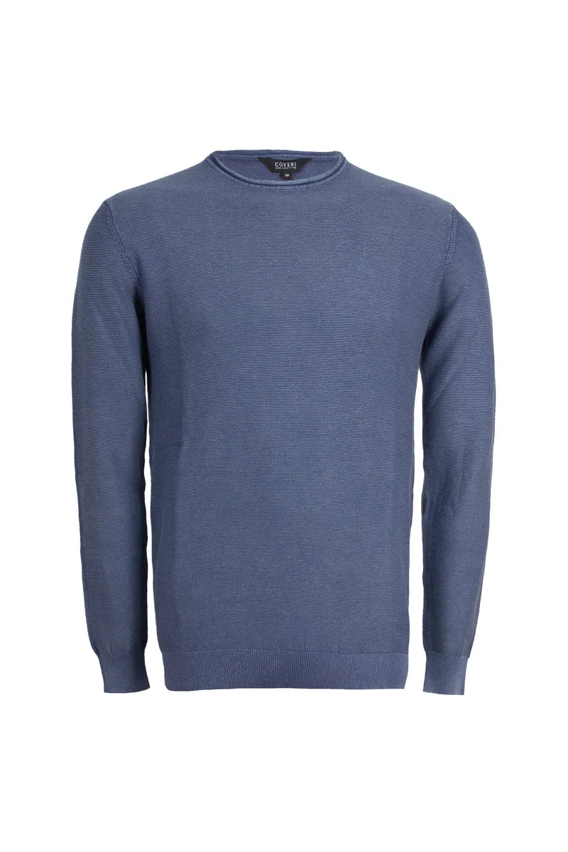 Pullover girocollo con effetto slavato