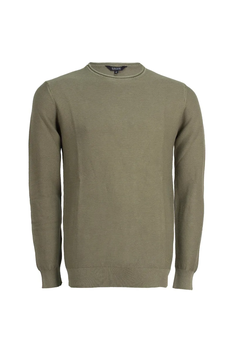 Pullover girocollo con effetto slavato