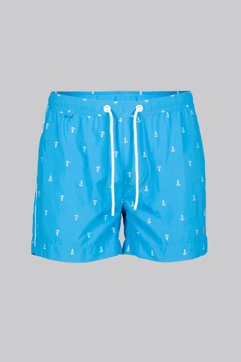 Boxer mare con fantasia stampa ancore e dettagli a contrasto
