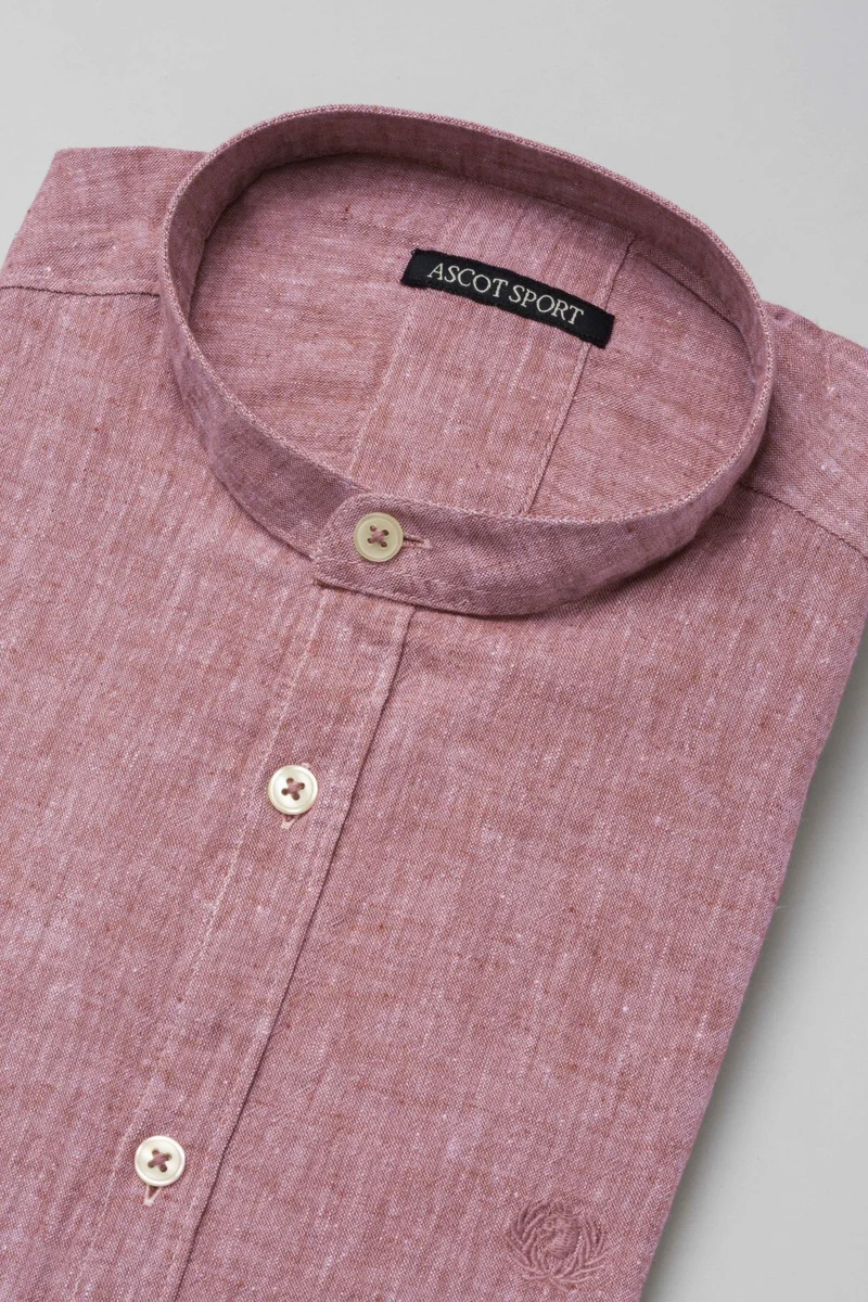 Camicia misto lino collo corea
