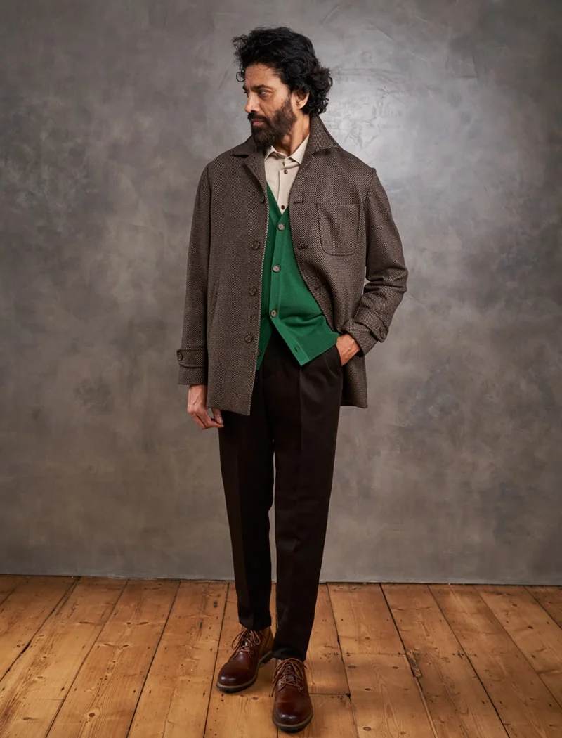 Green V Neck Cashmere Cardigan