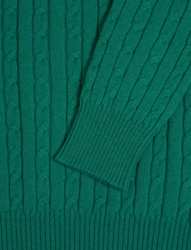 Bright Green Cable Knit Cashmere Jumper