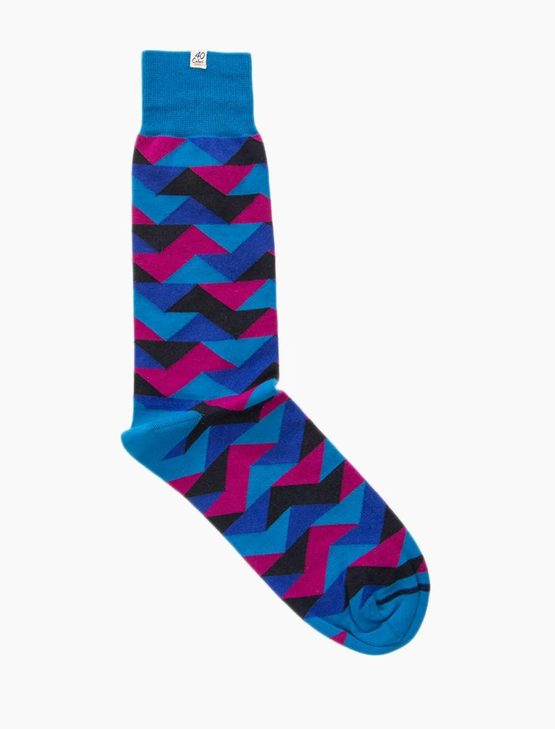 Blue Geometric Organic Cotton Socks