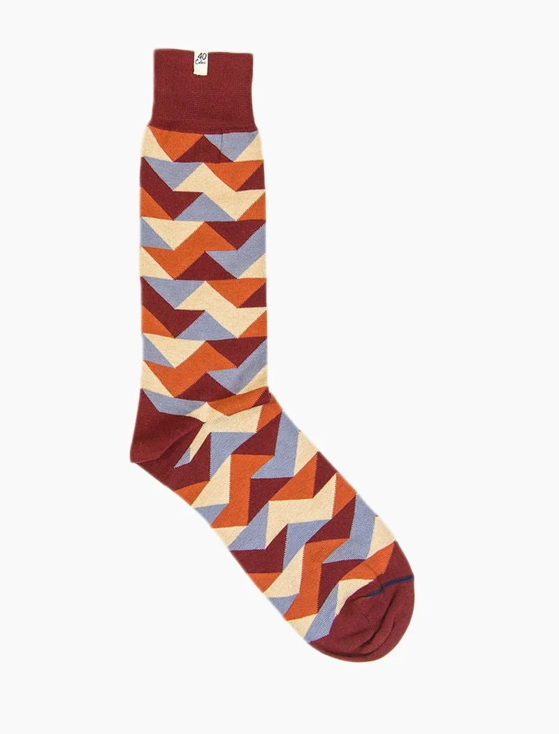 Red Geometric Organic Cotton Socks