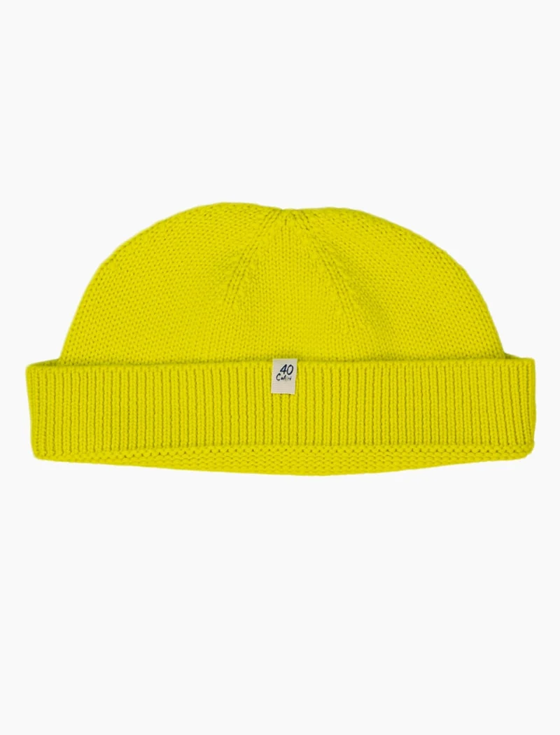 Neon Yellow Solid Wool Fisherman Beanie