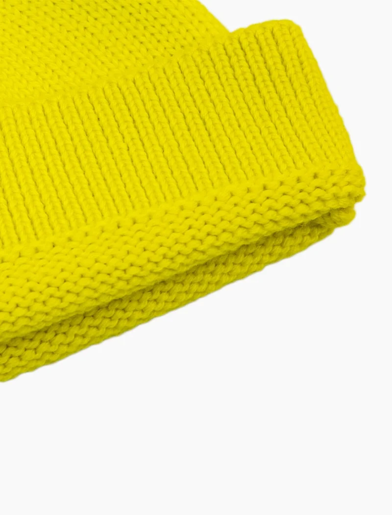 Neon Yellow Solid Wool Fisherman Beanie